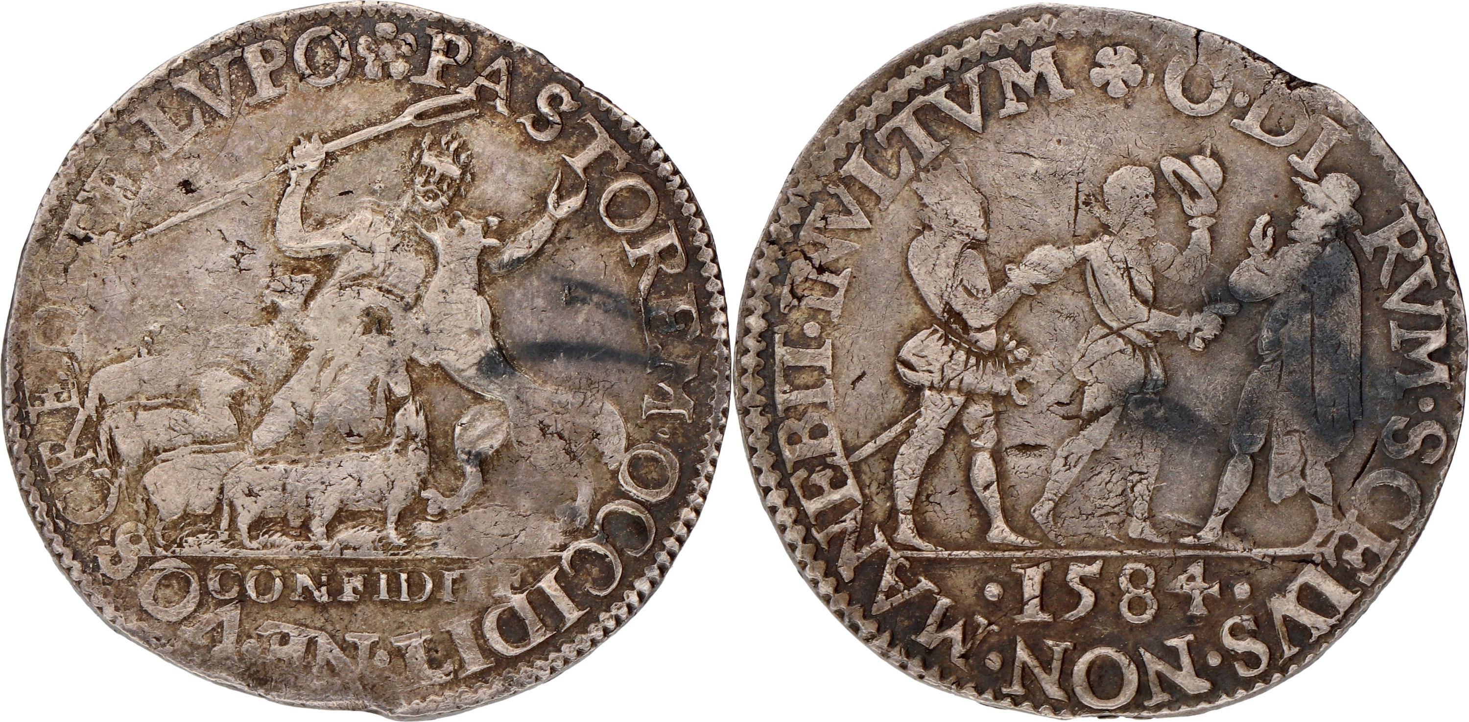 Noordelijke Nederlanden. Dordrecht. 1584. De moord op Willem van Oranje - Afslag in zilver. VF.