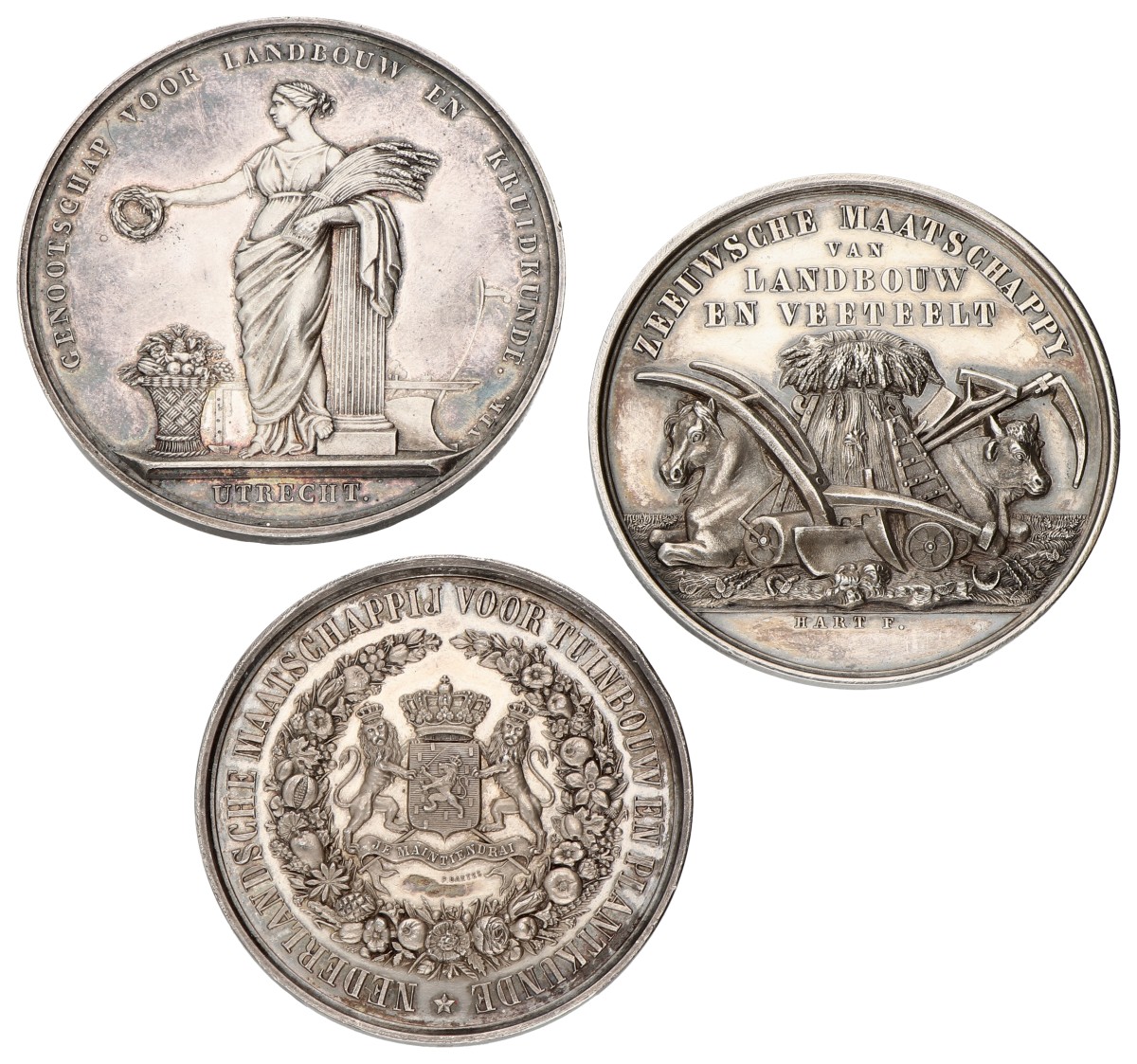 Nederland. 19e eeuw. Lot (3) Verschillende Agrarische prijspenningen. Average UNC.