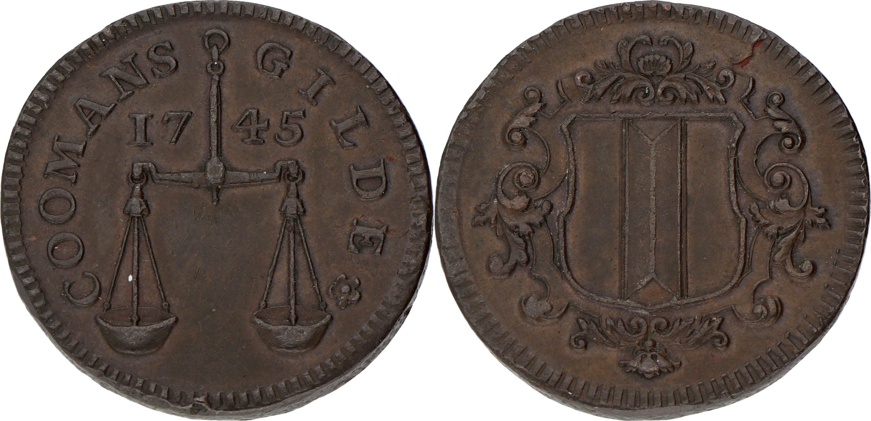 Nederland. Dordrecht. 1745. Koopmans- of Kramersgilde. VF +.