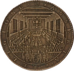 Nederland. Dordrecht. 1619. Synode van Dordrecht, zonder hond - Afslag in koper. VF +