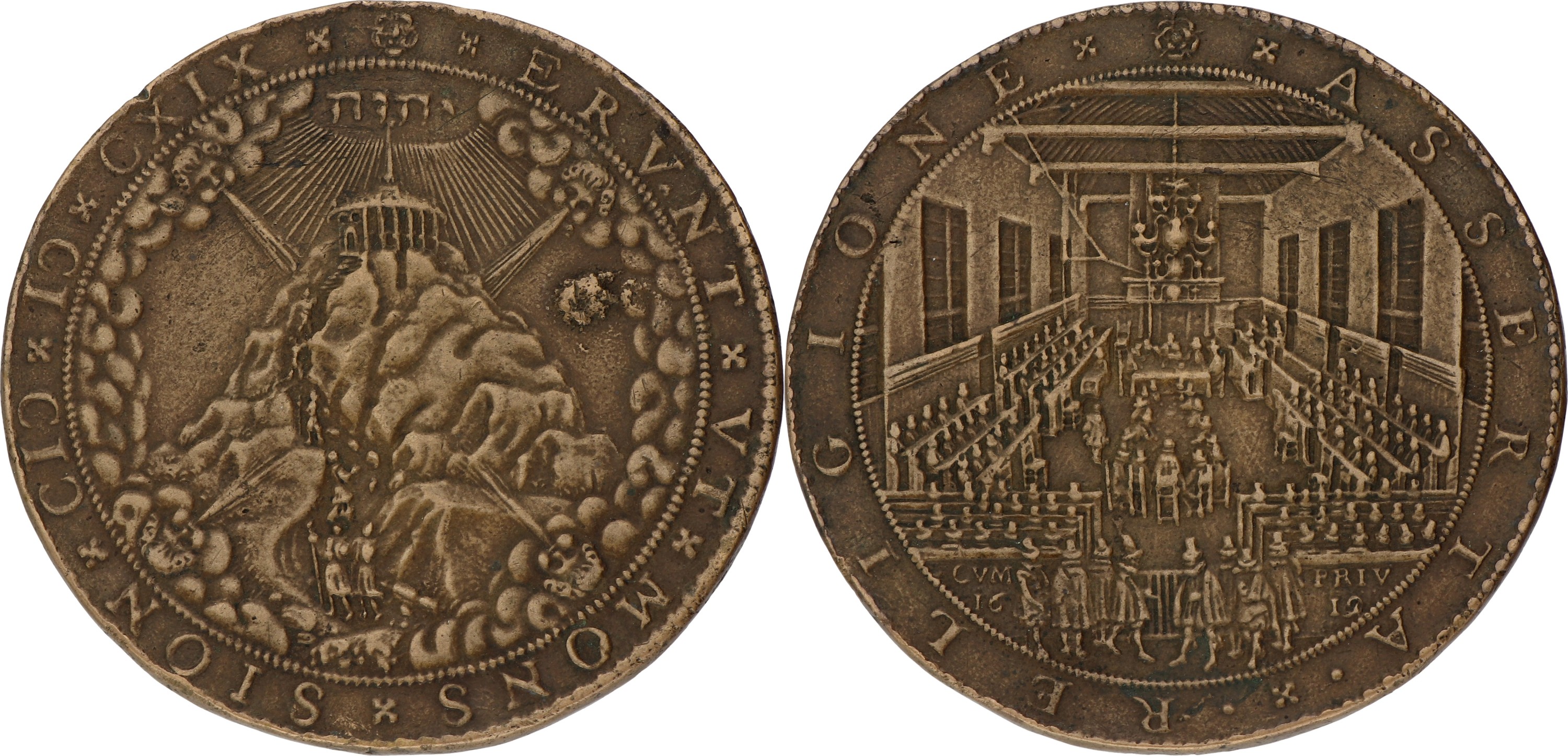 Nederland. Dordrecht. 1619. Synode van Dordrecht, zonder hond - Afslag in koper. VF +