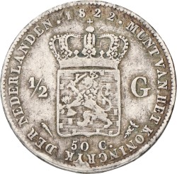 ½ Gulden. Willem I. 1822 Without Michaut. VF