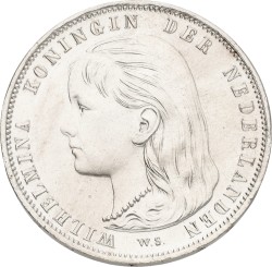 1 Gulden. Wilhelmina. 1892. AUnc