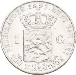 1 Gulden. Wilhlemina. 1897. XF