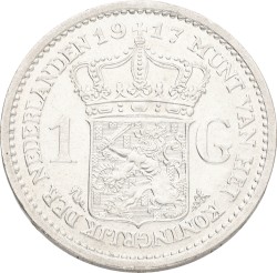 1 Gulden. Wilhelmina. 1917. XF