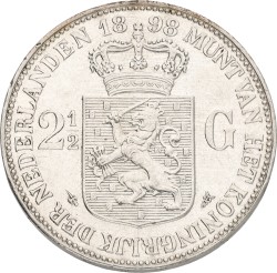 2½ Gulden. Wilhelmina. With dot between P & Pander. 1898. VF / XF
