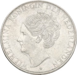2½ Gulden. Wilhelmina. 1932. Wide hairlines. AUnc