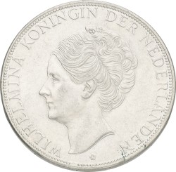 2½ Gulden. Wilhelmina. 1938 - Wide hairlines. AUnc