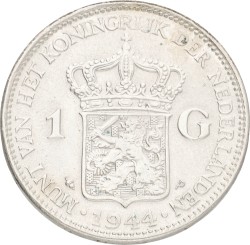 1 Gulden. Wilhelmina. 1944 P - Doorloper. AUnc