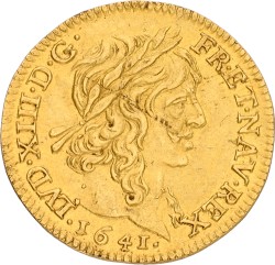 France. Kingdom. Louis XIII. ½ Louis d'Or. 1641 A. VF / XF