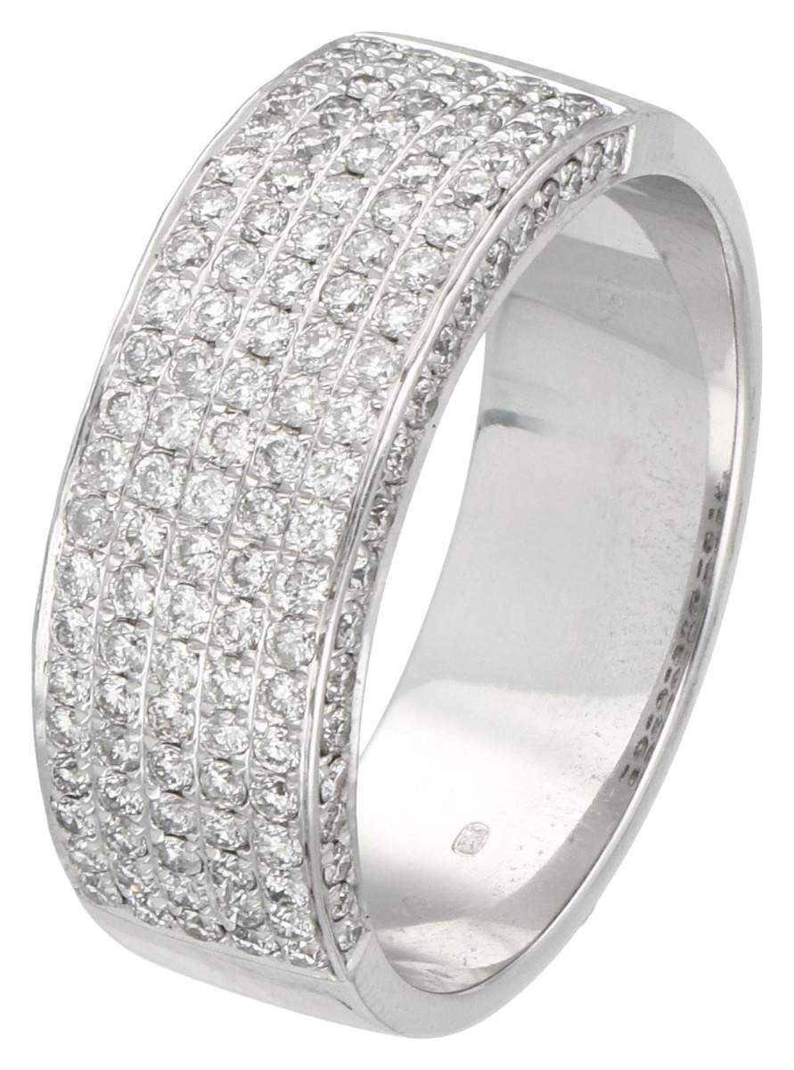 18K witgouden pavé ring bezet met ca. 1.11 ct. diamant