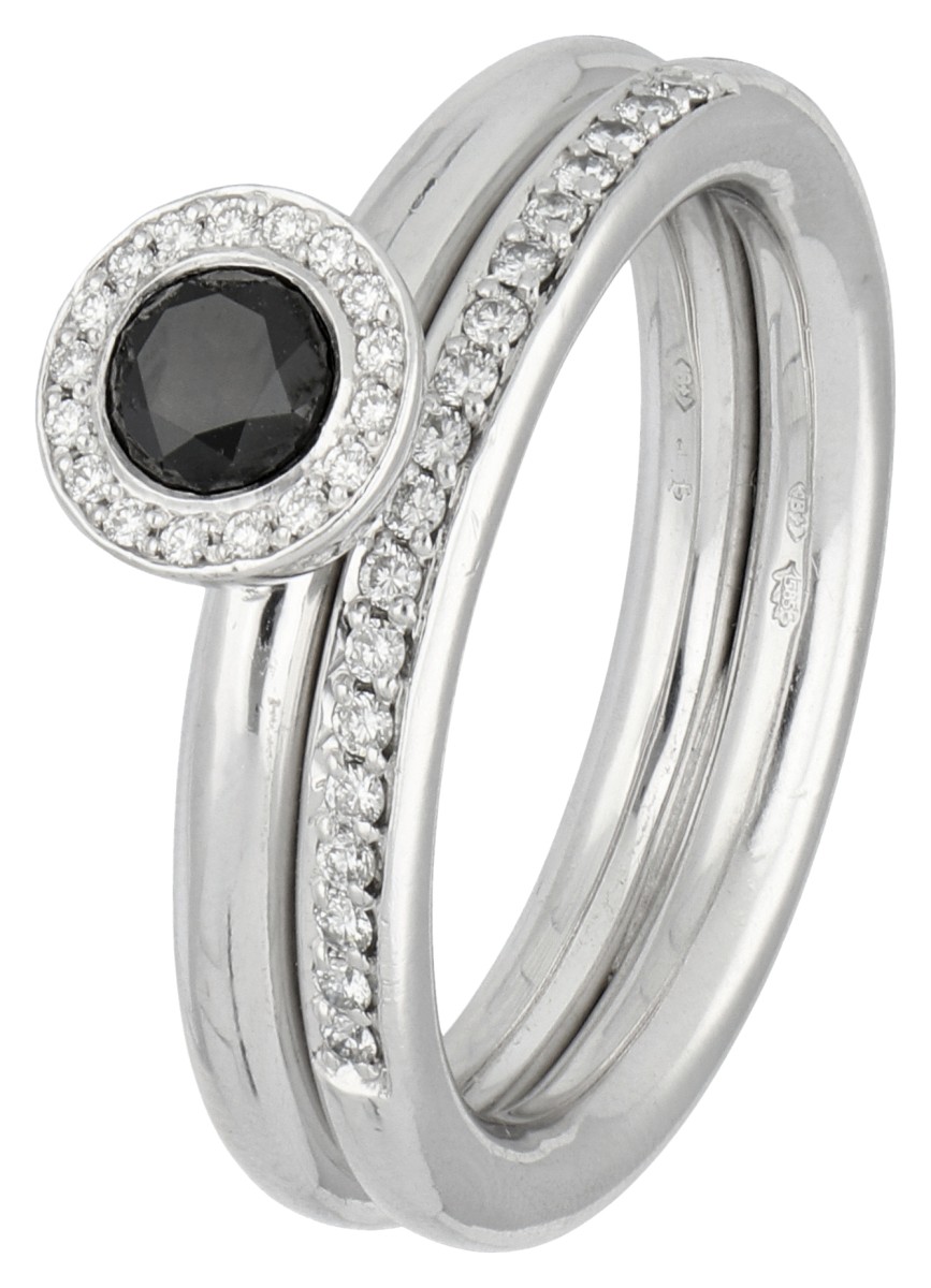 Bron 14K witgouden ring bezet met ca. 0.49 ct. diamanten 
