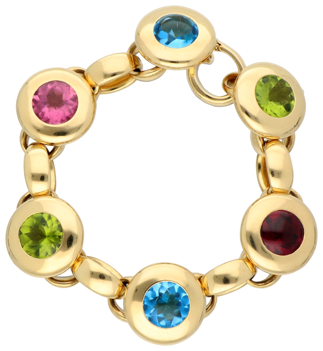 Tamara Comolli 18K geelgouden armband met topaas, toermalijn, peridot en granaat