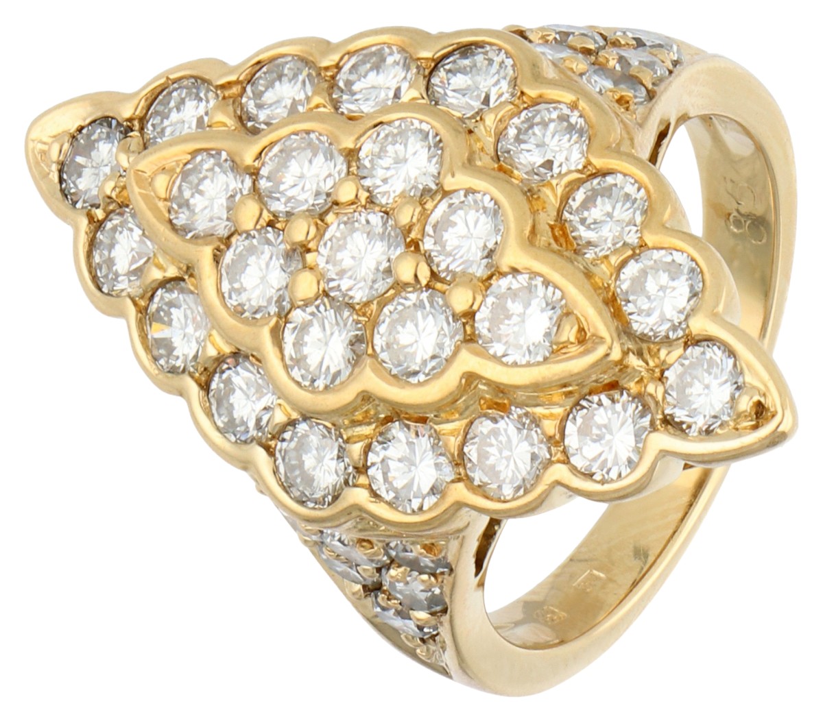 18K geelgouden navette ring bezet met ca. 2.35 ct. diamant