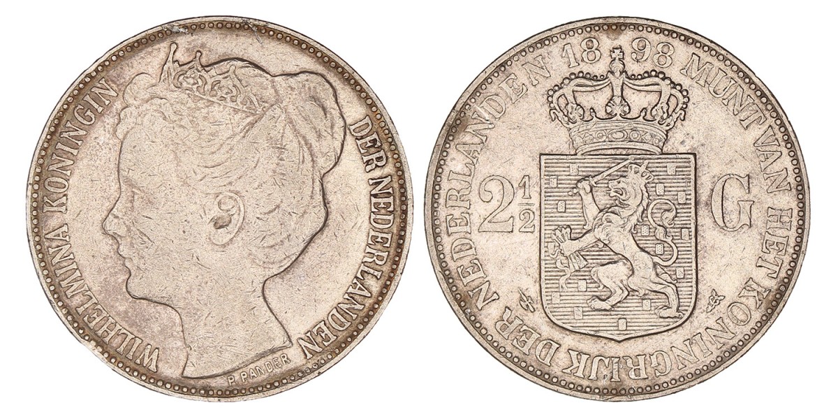 2½ Gulden Wilhelmina 1898. Zeer fraai -.