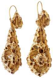 14K geelgouden antieke Nederlandse mutsenbellen / oorhangers