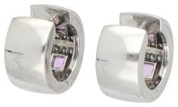 18K witgouden creolen bezet met ca. 0.64 ct. diamant en saffier