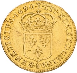France. Kingdom. Louis XIV. Louis d'Or. 1690 L. VF +