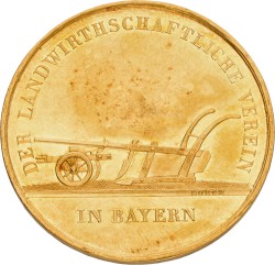 German states. Bavaria. ND. Agricultural golden price medal. XF