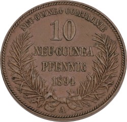 German New Guinea. German colony. 10 Pfennig. 1894 A. XF