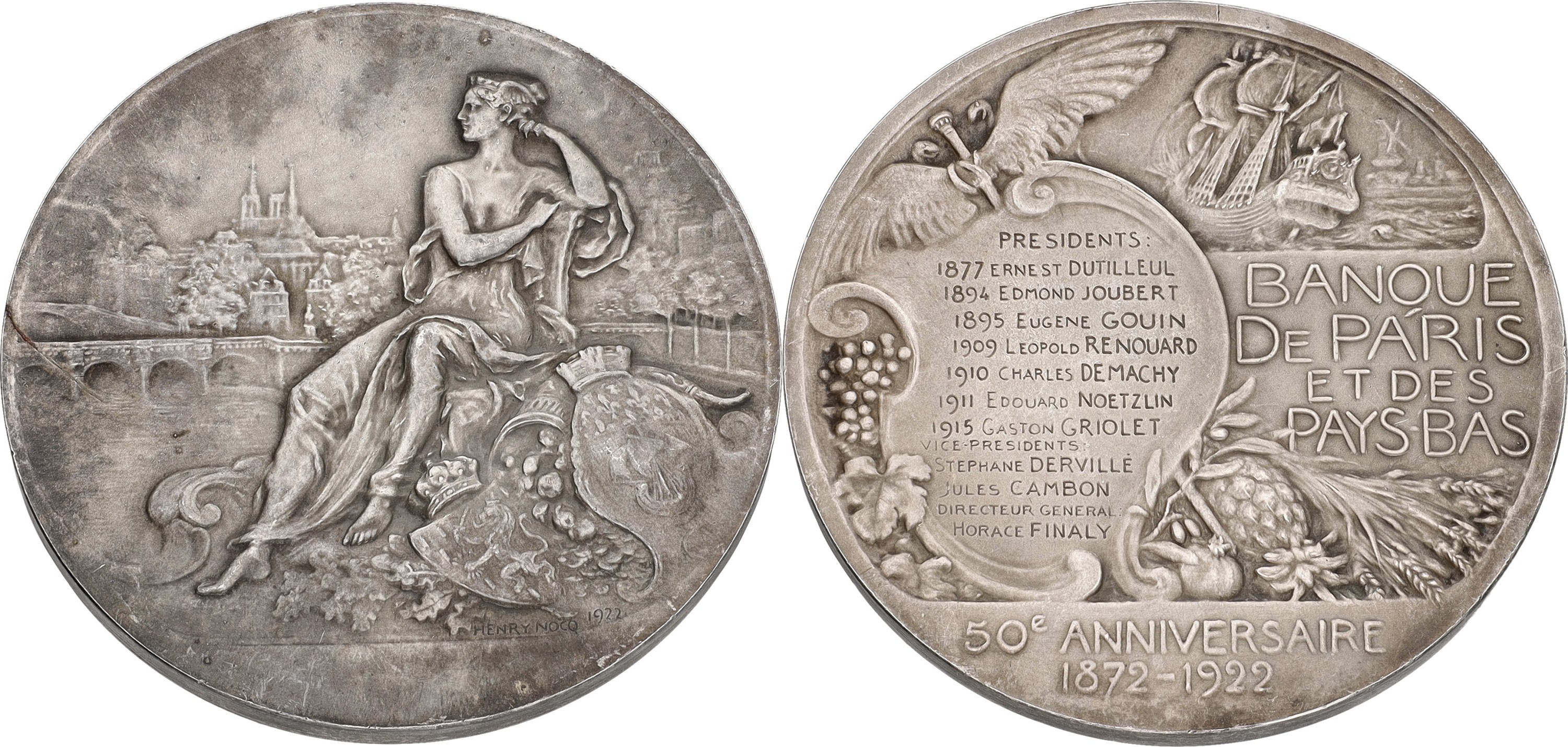 France. 3rd republic. 1922. On the 50th anniversary of the Banque de Paris et des Pay-Bas. XF
