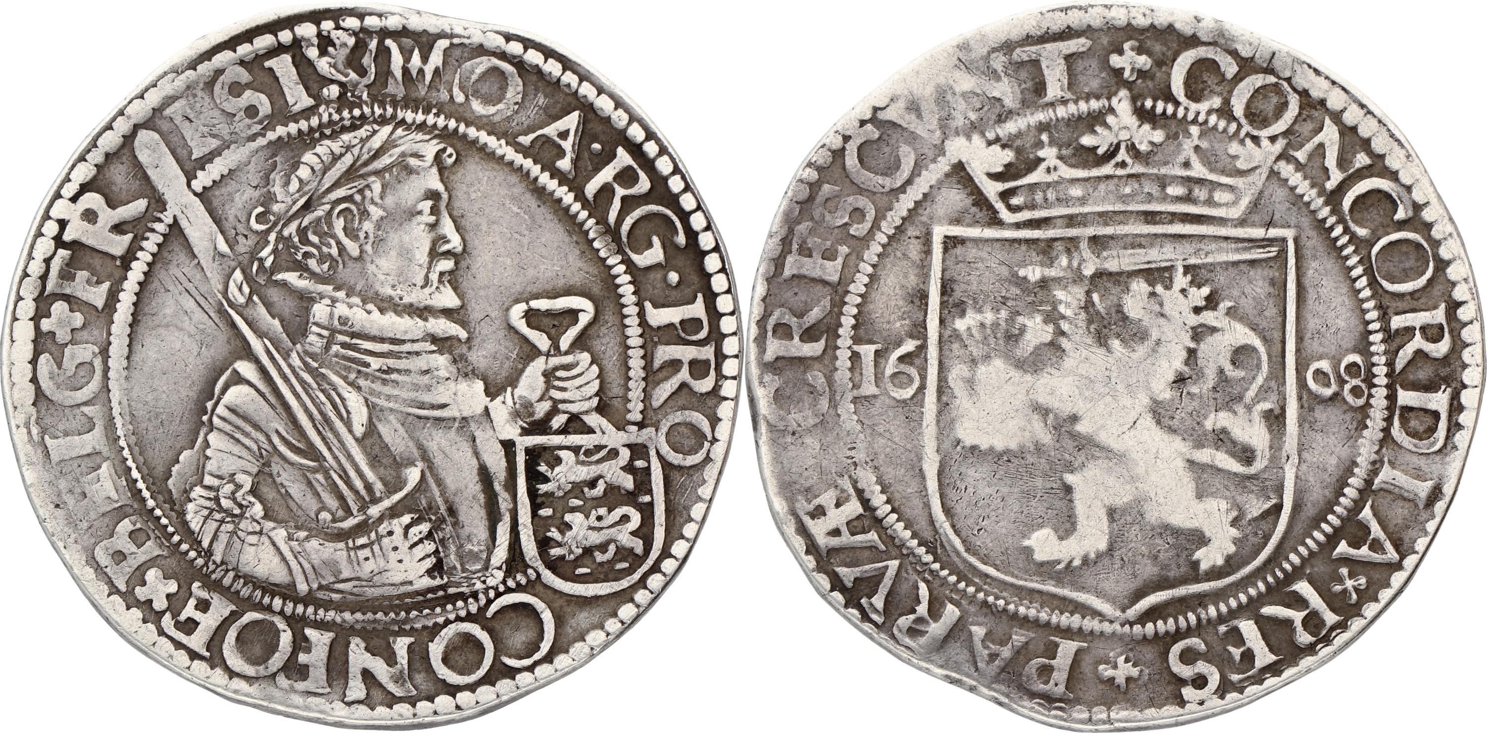 Nederlandse rijksdaalder. Friesland. 1608. VF