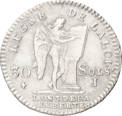 France. Limoges. Louis XVI. 30 Sols. 1791. XF