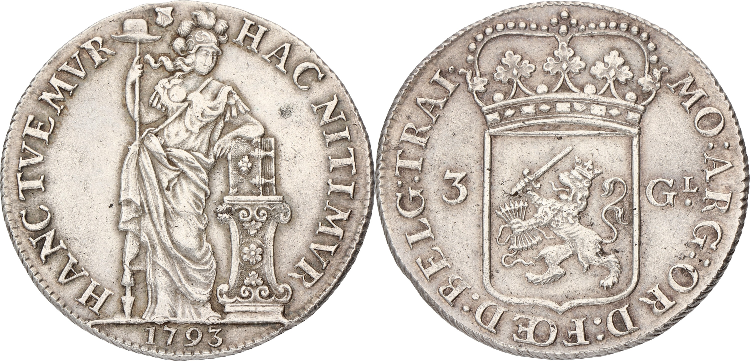 3 Gulden - generaliteits. Utrecht. 1793. VF