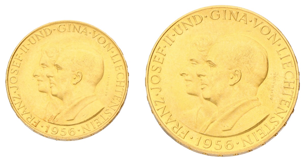 Liechtenstein. Franz Joseph II. Set of 25 & 50 Franken. 1956. UNC