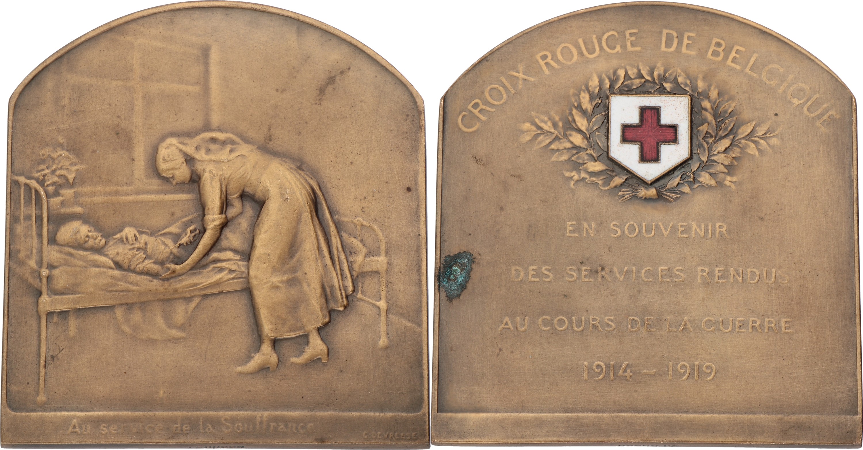 Belgium. 1919. Red cross medal in memory of the service in the Great war. XF -