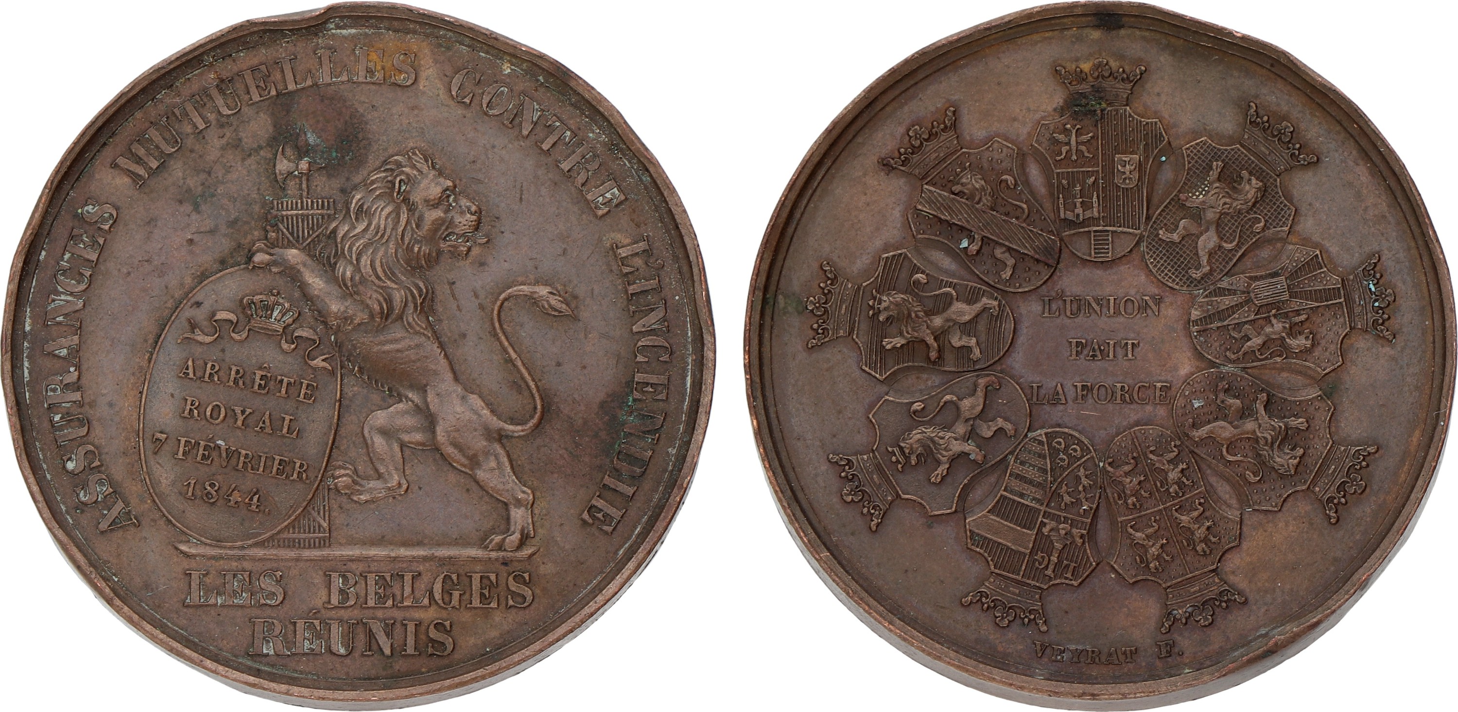 Belgium. 1844. Les Belges Reunis - Insurance against fire. VF / XF