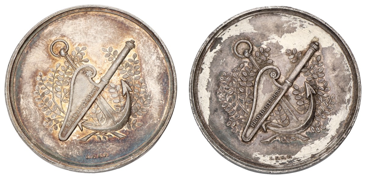 Nederland. Dordrecht. 1836. Lot (2) Het schip broedertrouw - Vrijmetselaarspenning. Average XF