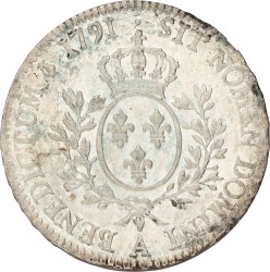 France. Kingdom. Louis XVI. Ecu. 1791 A. XF +