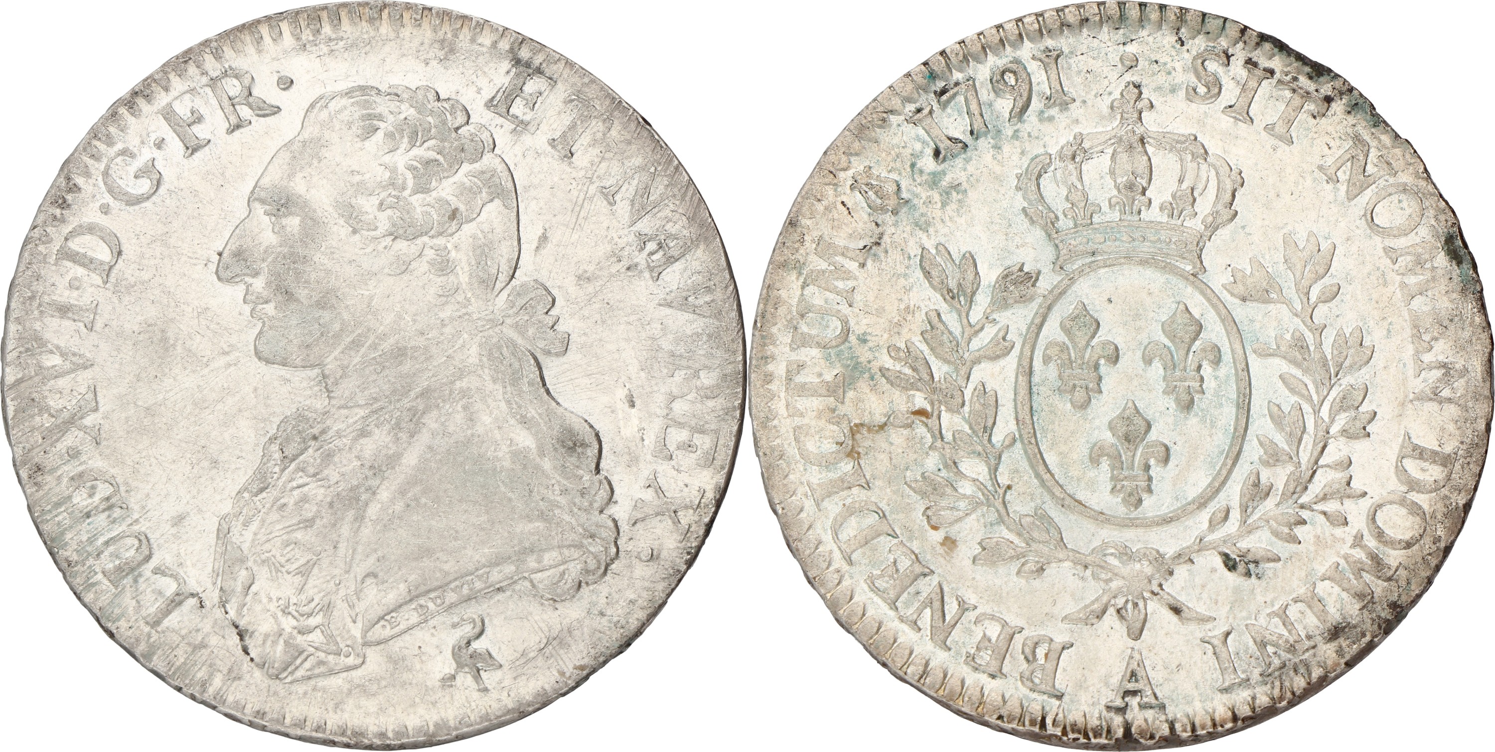 Goudwisselkantoor auction: France. Kingdom. Louis XVI. Ecu. 1791 A. XF +