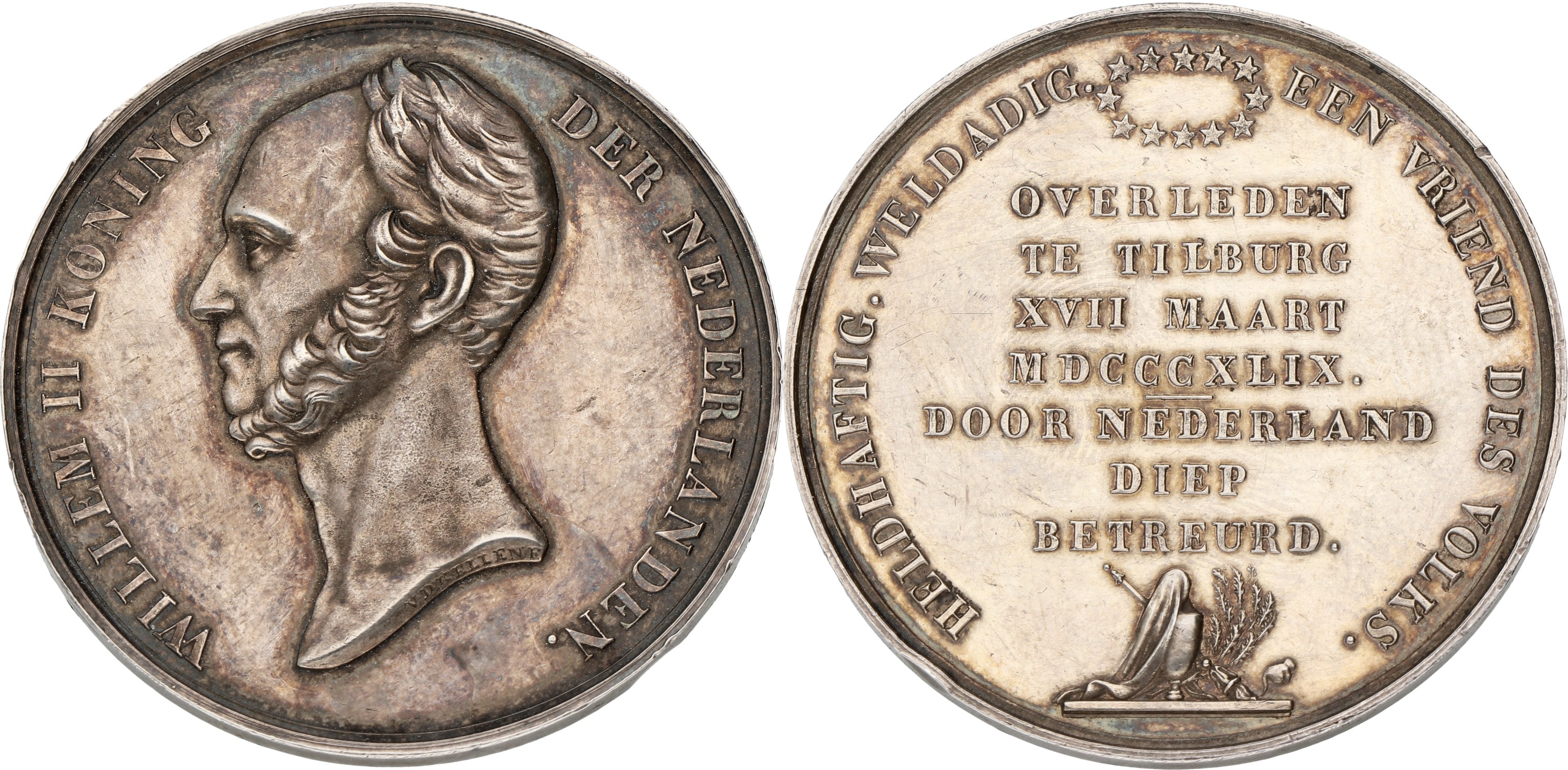 Nederland. 1849. De dood van koning Willem II. VF +