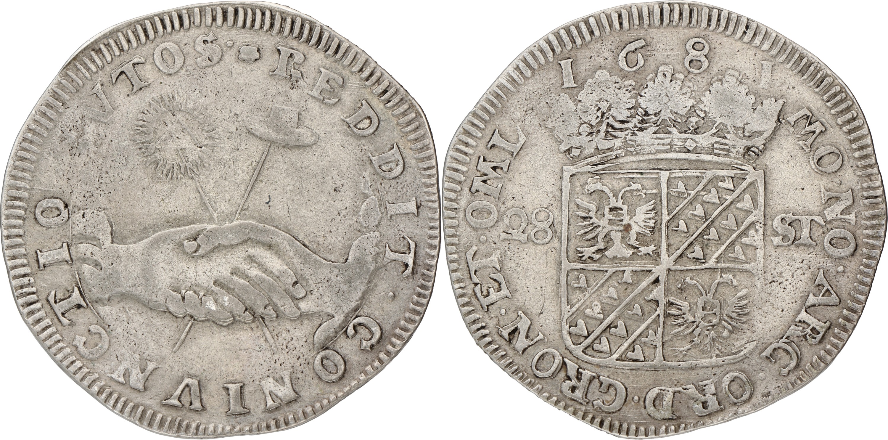 Florijn van 28 Stuiver. Groningen en Ommelanden. 1681. VF