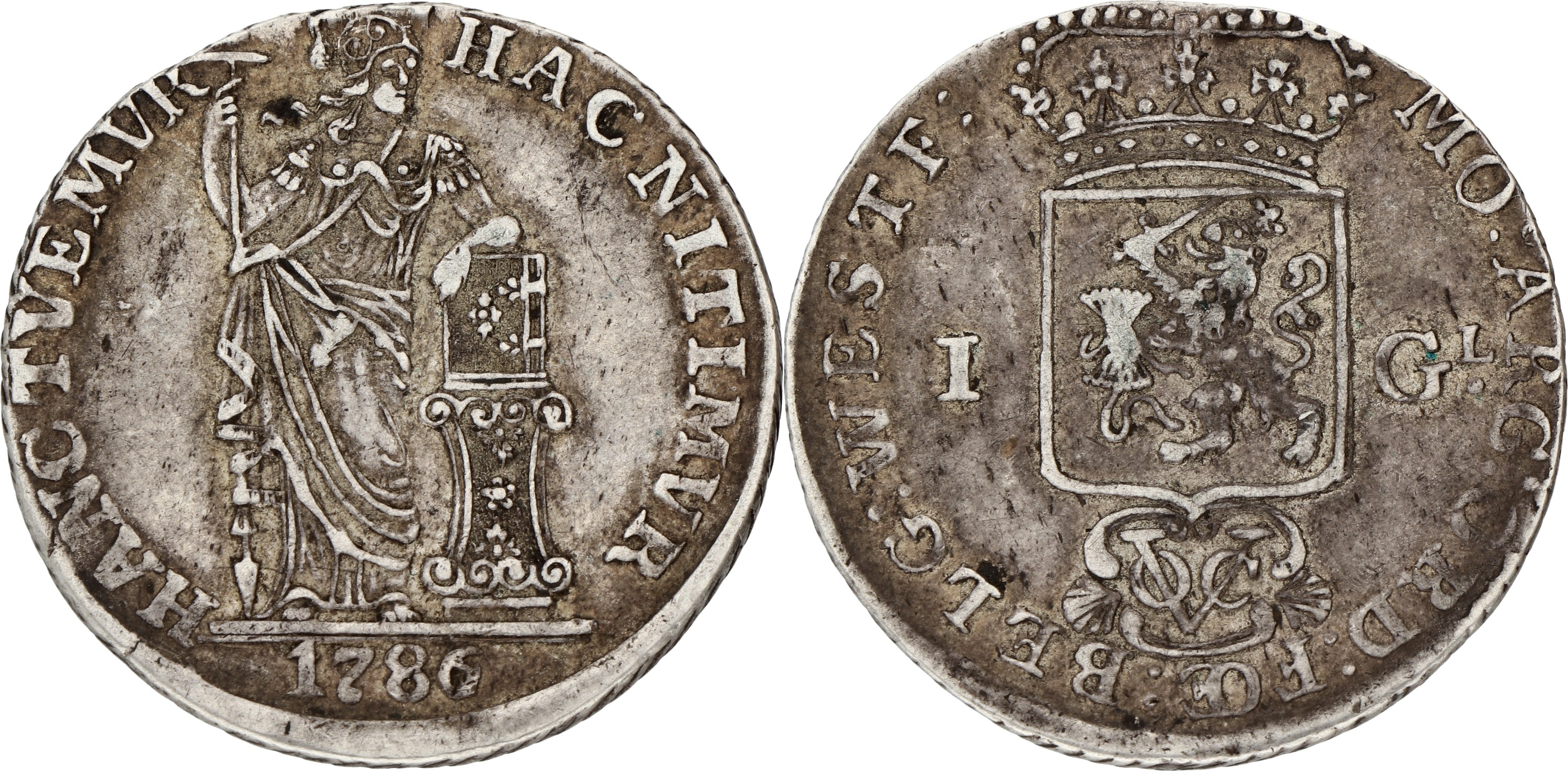 Gulden op generaliteitsvoet. V.O.C. (West-Friesland). 1786/64 - Arabische 1 & kromme 7. VF +
