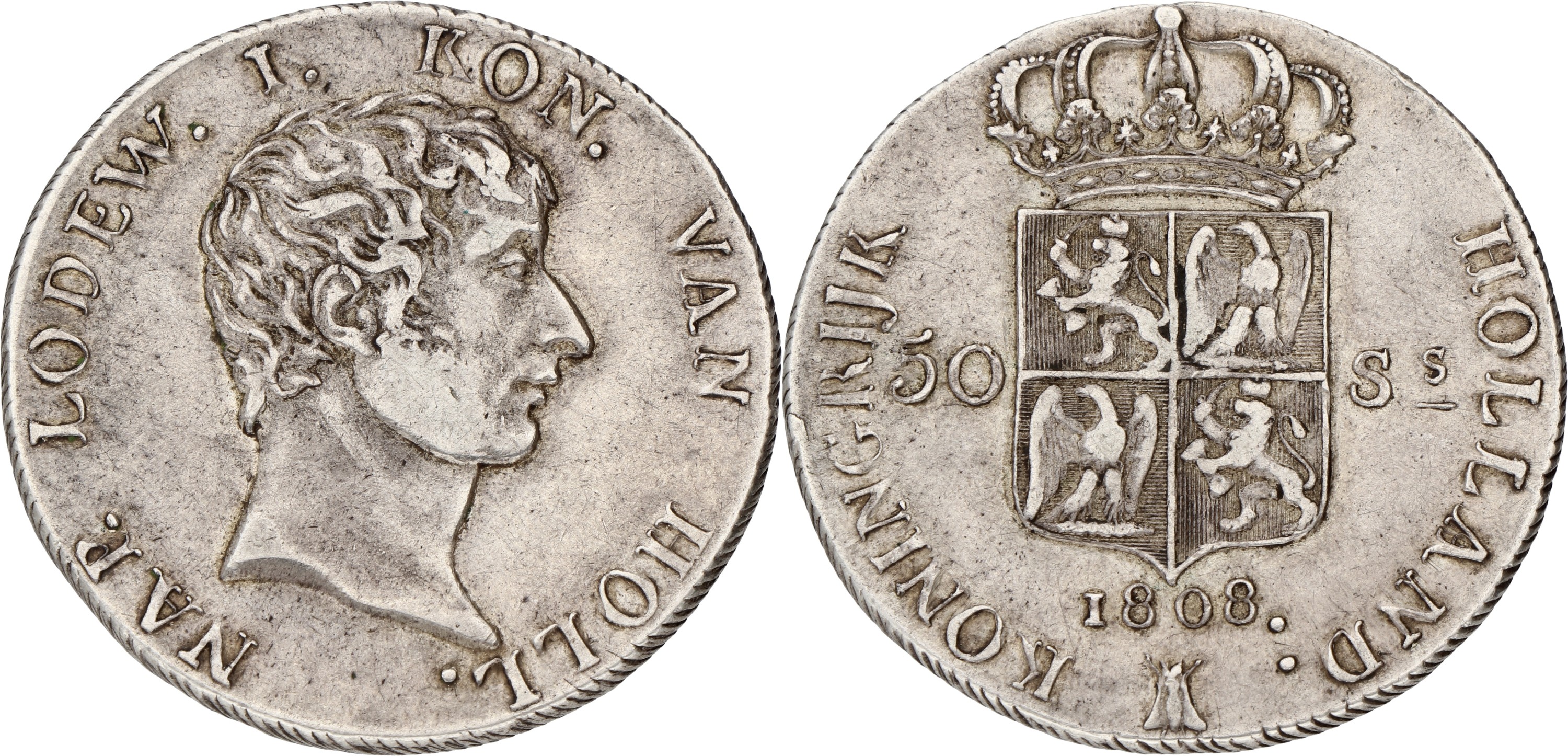 50 stuiver. Lodewijk Napoleon. 1808. VF / XF