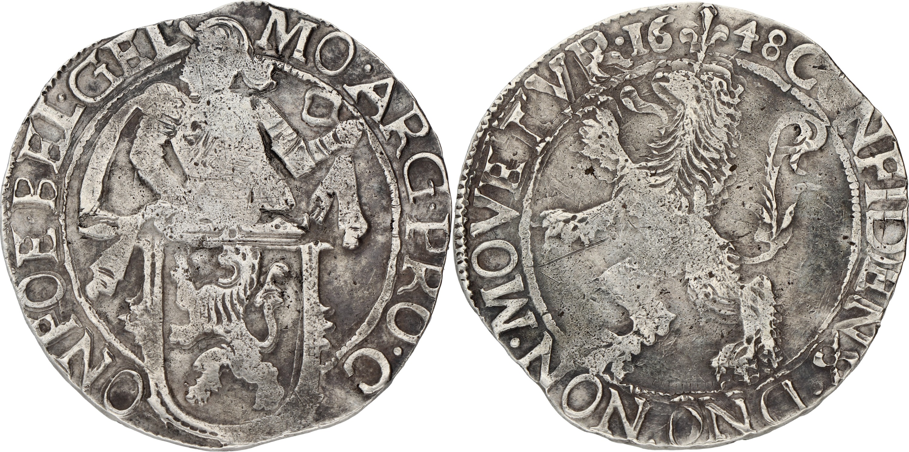Leeuwendaalder op generaliteitsvoet - Square above hand. Gelderland. 1648. VF