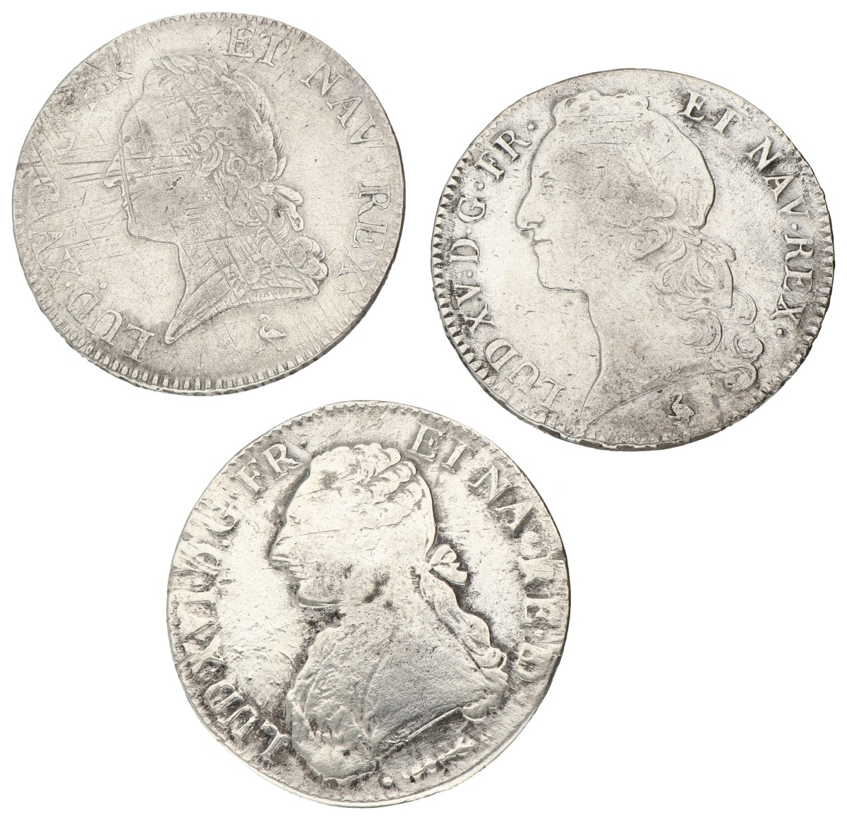 Goudwisselkantoor auction: France. Louis XV & XVI. Lot (3) 1 Écu. Average VF