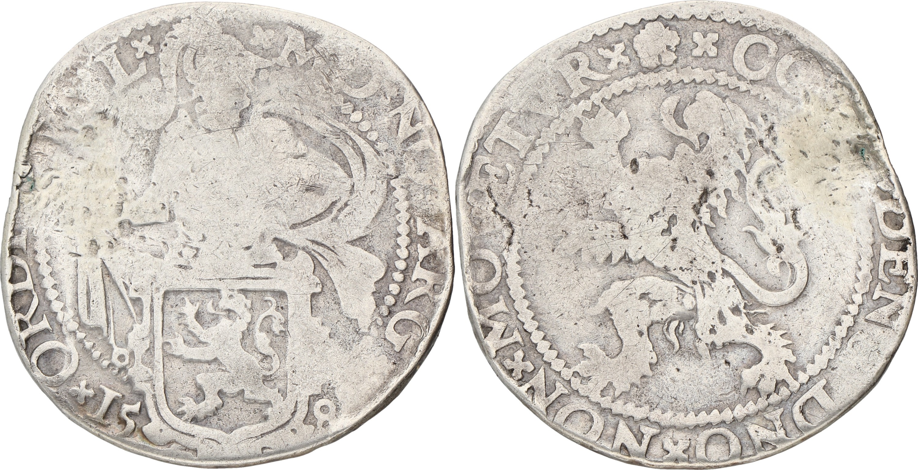 Halve leeuwendaalder op Hollandse voet. Holland. 158(?). F