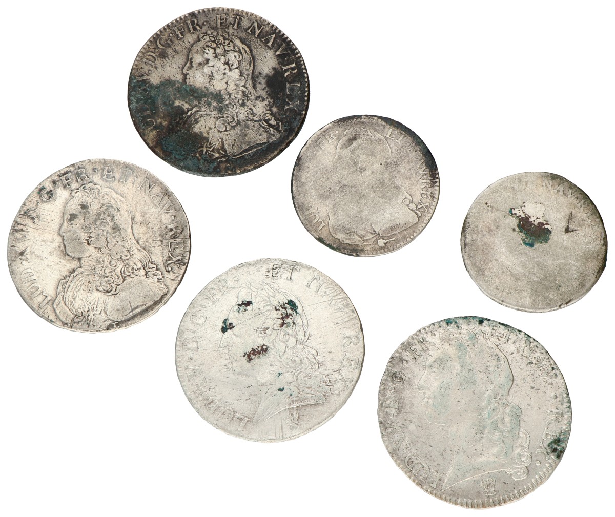 Goudwisselkantoor auction: France. Louis XV. Lot (6) ½, 1 Écu. Average VF