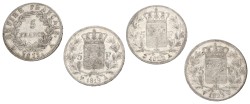 France. Napoleon & Louis XVIII. Lot (4) 5 Francs. Average VF