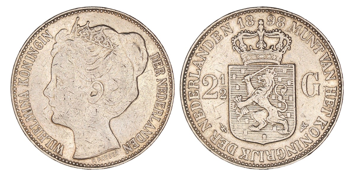 2½ Gulden Wilhelmina 1898. Zeer fraai -.