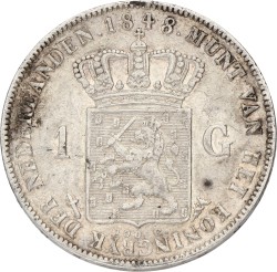1 Gulden. Willem II. 1848. XF -