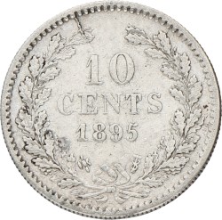 10 Cent. Wilhelmina. 1895. VF / XF.