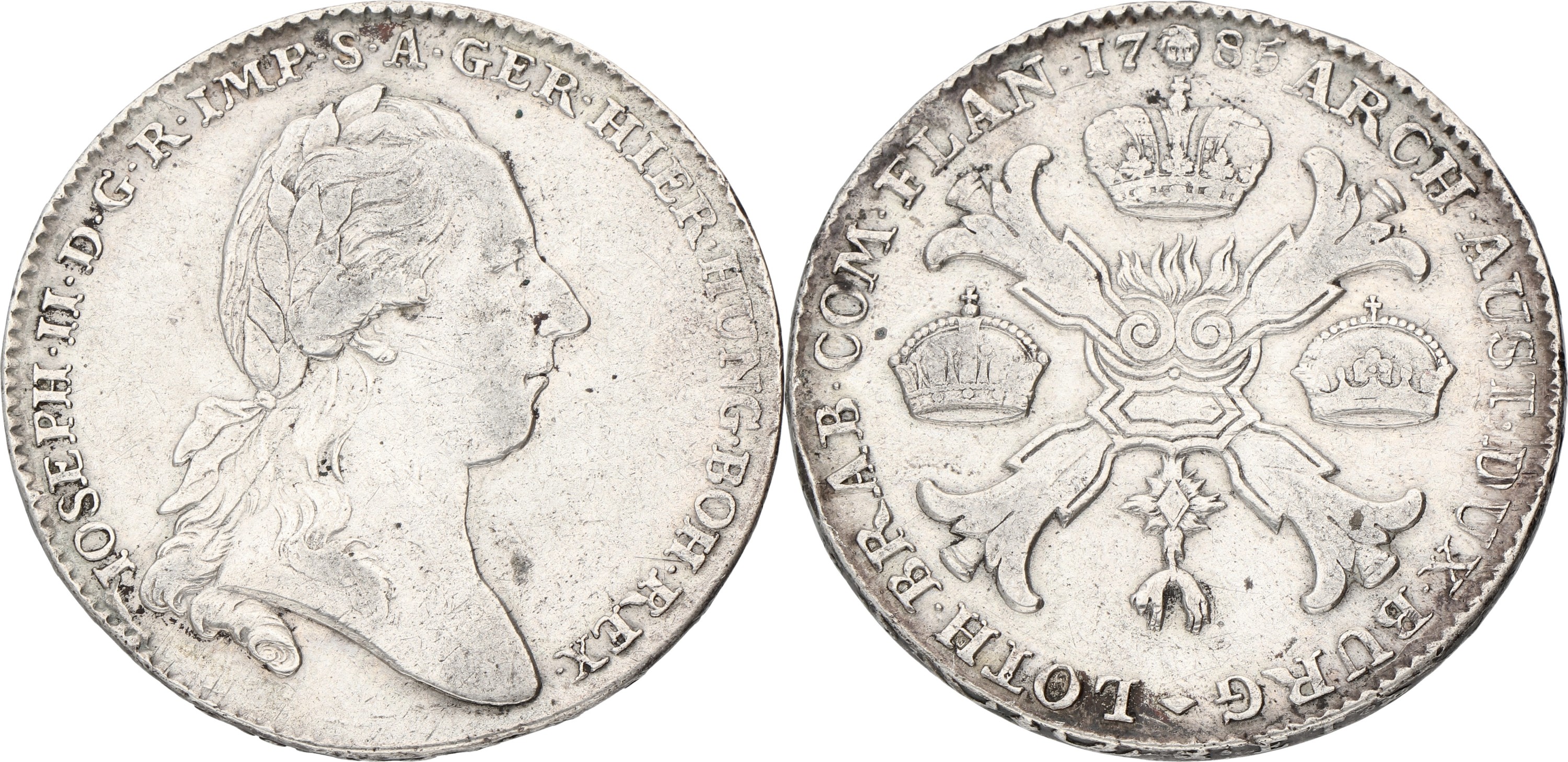 Kronenthaler. Brabant. Brussel. Joseph II. 1785. VF +