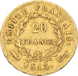 20 Francs. Napoleon. 1813 Fish. VF +