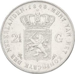 2½ Gulden. Willem II. 1849 - lily. VF / XF.