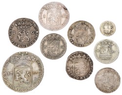 Lot (9) Zilveren munten. Average VF